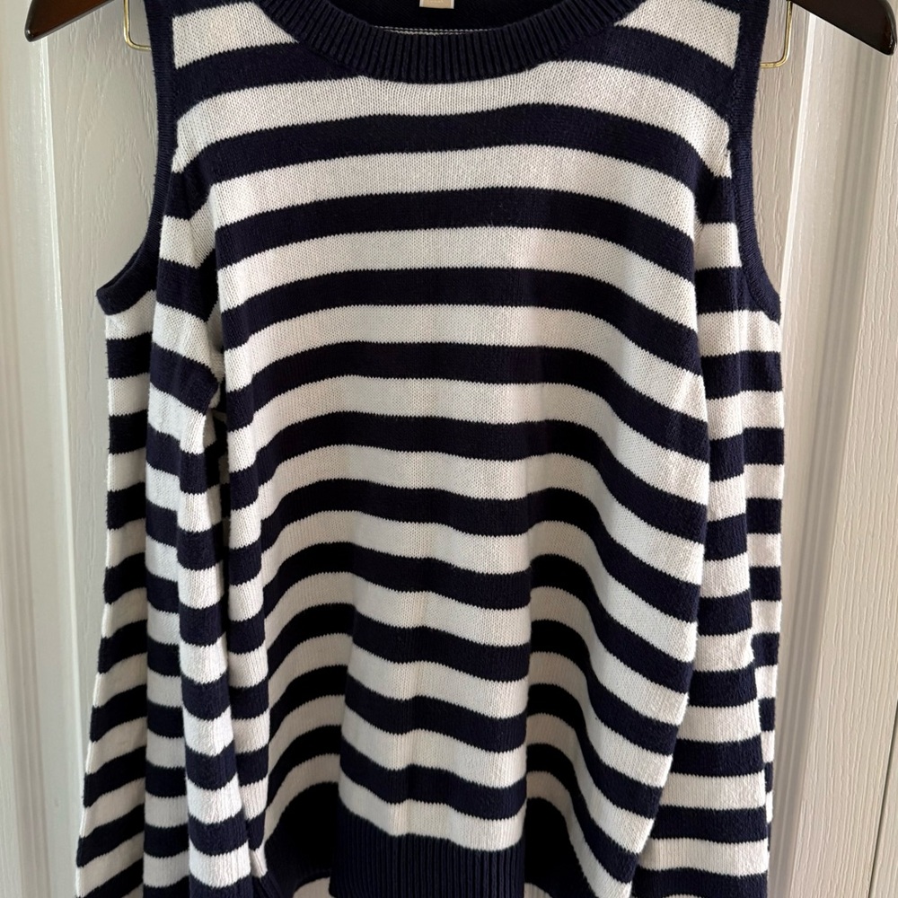 Navy and White Striped Sleeveless Top